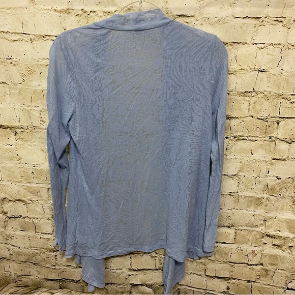 Pendleton Light Blue Sheer Floral Print Open Front Thin Cardigan - Picture 3 of 5